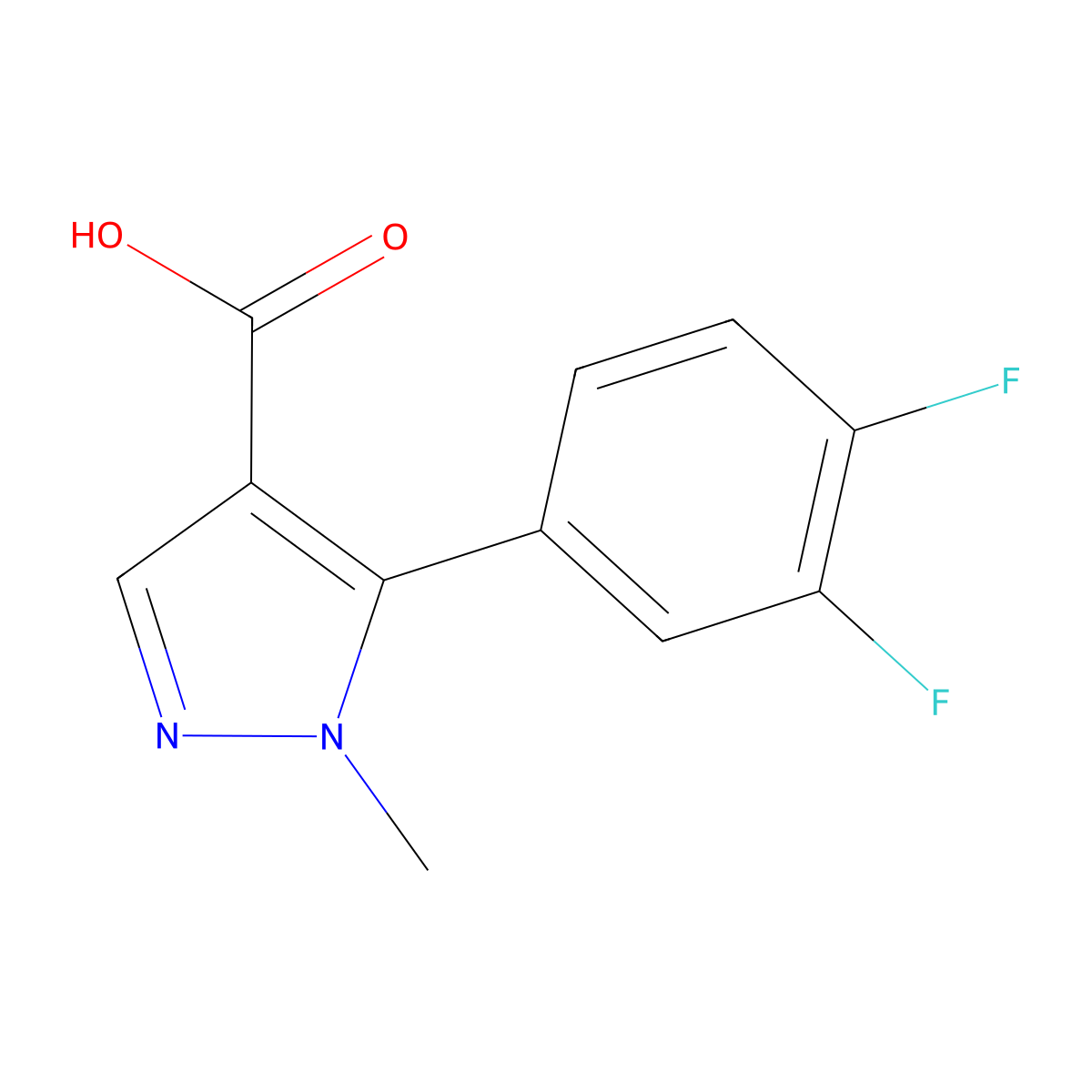 5-(3,4-difluorophenyl)-1-methyl-1H-pyrazole-4-carboxylic acid molecular structure, CAS 1366261-36-0
