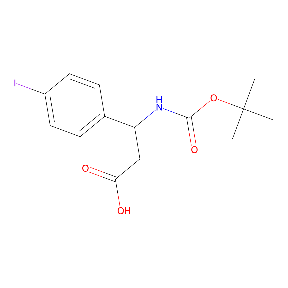 (3S)-3-{[(tert-butoxy)carbonyl]amino}-3-(4-iodophenyl)propanoic acid molecular structure, CAS 1366265-13-5