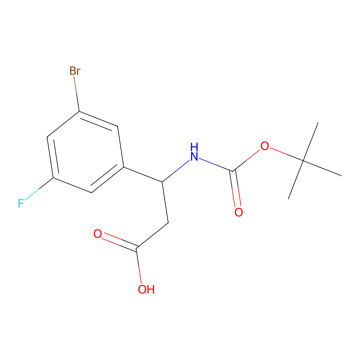 (3S)-3-(3-bromo-5-fluorophenyl)-3-{[(tert-butoxy)carbonyl]amino}propanoic acid molecular structure, CAS 1366267-59-5