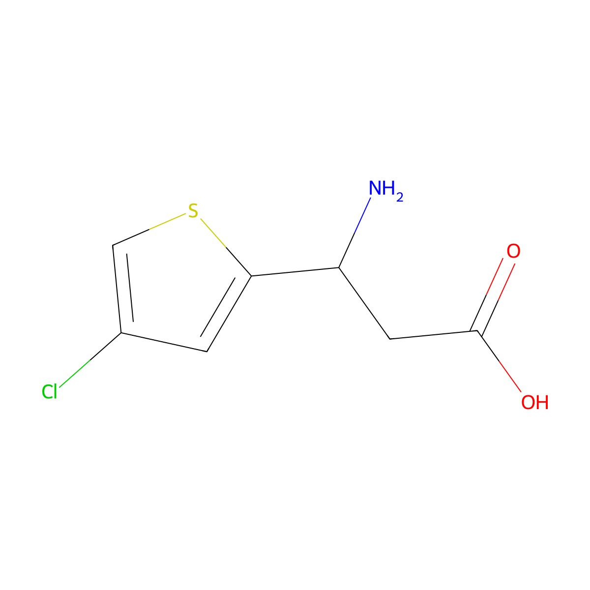 (3R)-3-amino-3-(4-chlorothiophen-2-yl)propanoic acid molecular structure, CAS 1366284-77-6