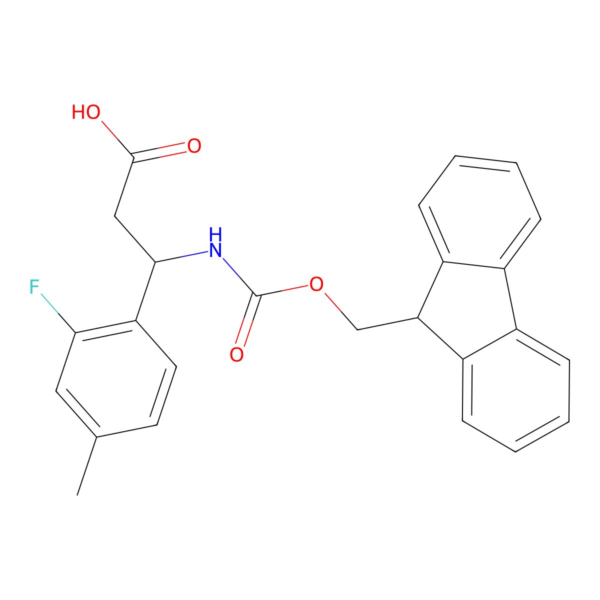 (3R)-3-({[(9H-fluoren-9-yl)methoxy]carbonyl}amino)-3-(2-fluoro-4-methylphenyl)propanoic acid molecular structure, CAS 1366288-73-4