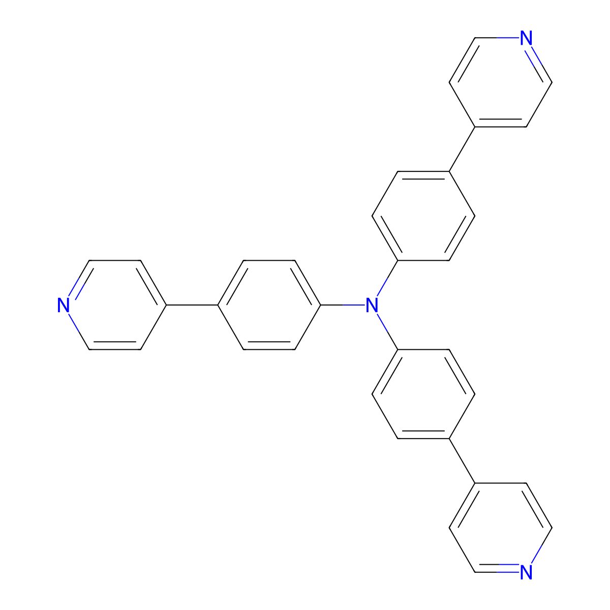 Tris(4-(pyridin-4-yl)phenyl)amine molecular structure, CAS 1366291-62-4