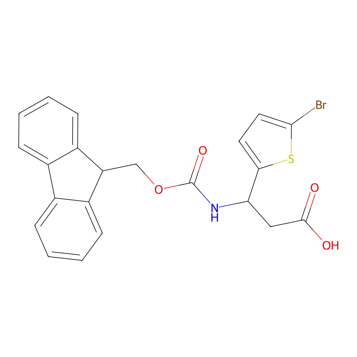 (3S)-3-(5-bromothiophen-2-yl)-3-({[(9H-fluoren-9-yl)methoxy]carbonyl}amino)propanoic acid molecular structure, CAS 1366299-04-8