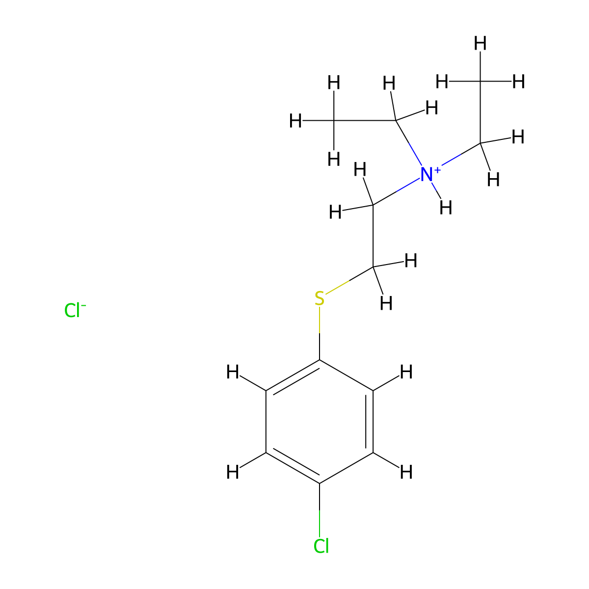 Ethanamine, 2-((4-chlorophenyl)thio)-N,N-diethyl-, hydrochloride (1:1) molecular structure, CAS 13663-07-5