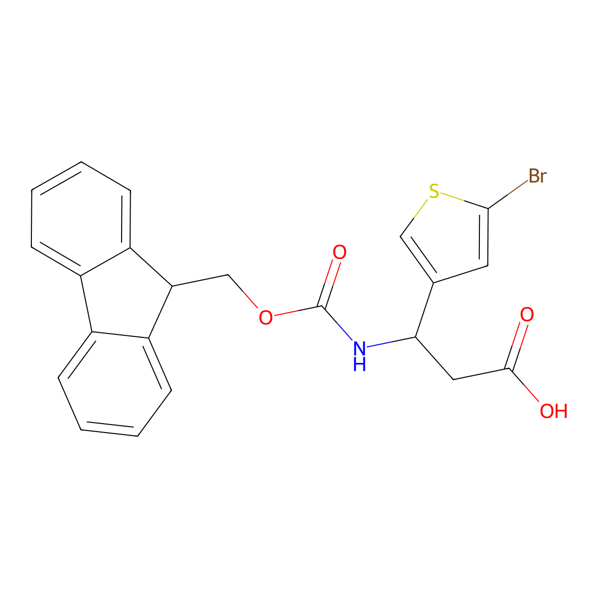 (3S)-3-(5-bromothiophen-3-yl)-3-({[(9H-fluoren-9-yl)methoxy]carbonyl}amino)propanoic acid molecular structure, CAS 1366313-51-0
