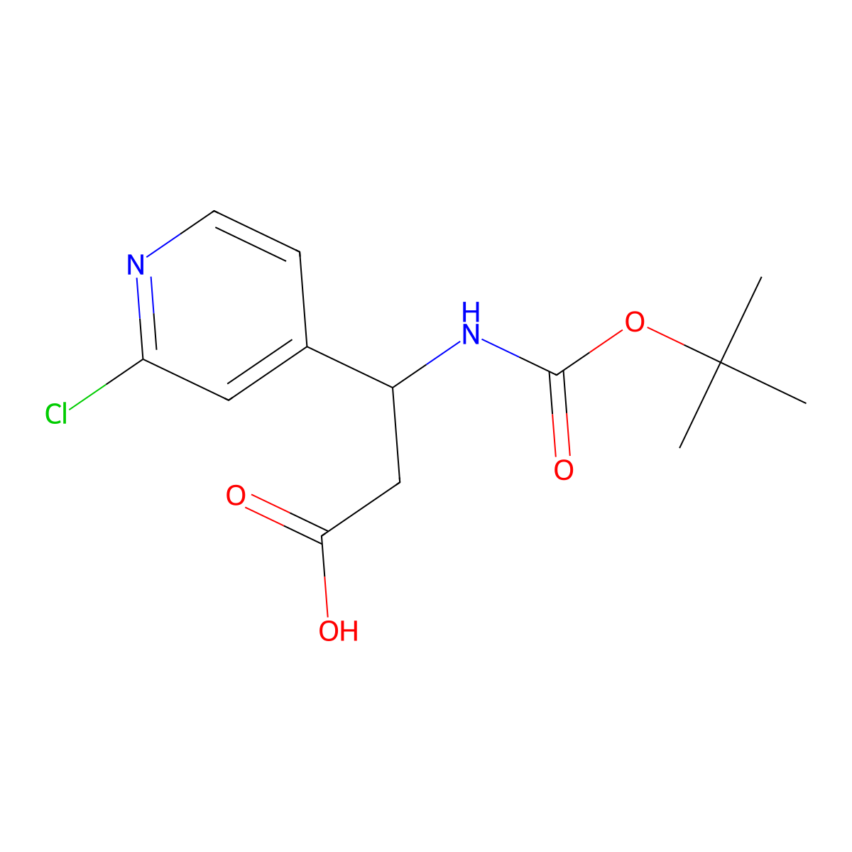 (S)-3-(Boc-amino)-3-(2-chloro-4-pyridyl)propanoic Acid molecular structure, CAS 1366316-41-7