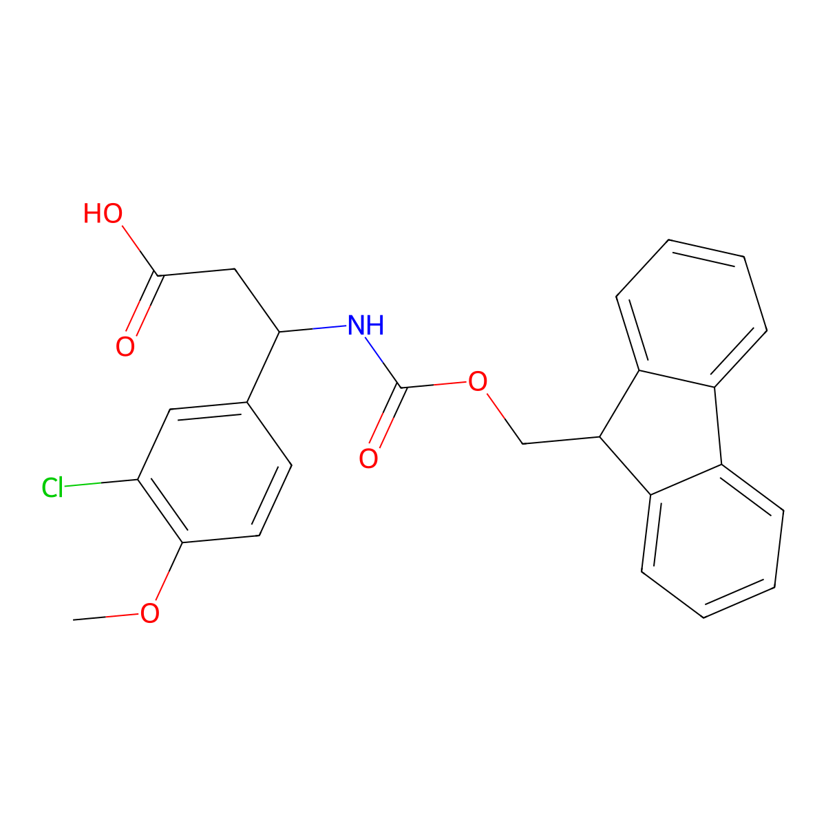(3S)-3-(3-chloro-4-methoxyphenyl)-3-({[(9H-fluoren-9-yl)methoxy]carbonyl}amino)propanoic acid molecular structure, CAS 1366326-47-7