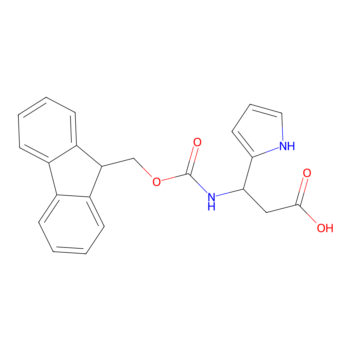 (3R)-3-({[(9H-fluoren-9-yl)methoxy]carbonyl}amino)-3-(1H-pyrrol-2-yl)propanoic acid molecular structure, CAS 1366326-48-8