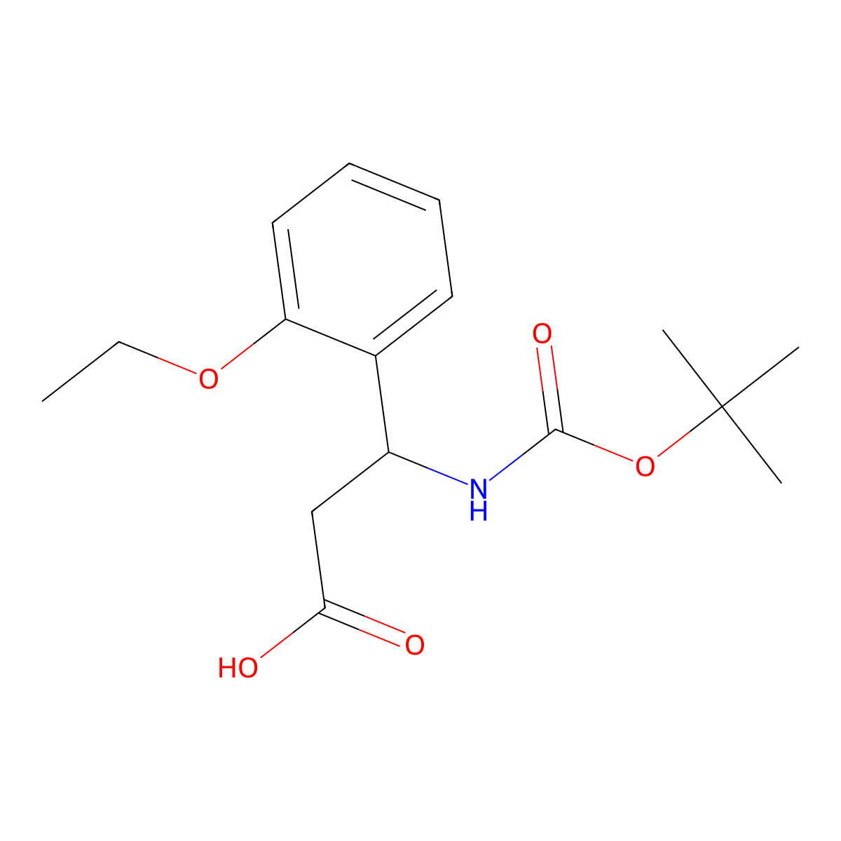 (3R)-3-{[(tert-butoxy)carbonyl]amino}-3-(2-ethoxyphenyl)propanoic acid molecular structure, CAS 1366333-55-2
