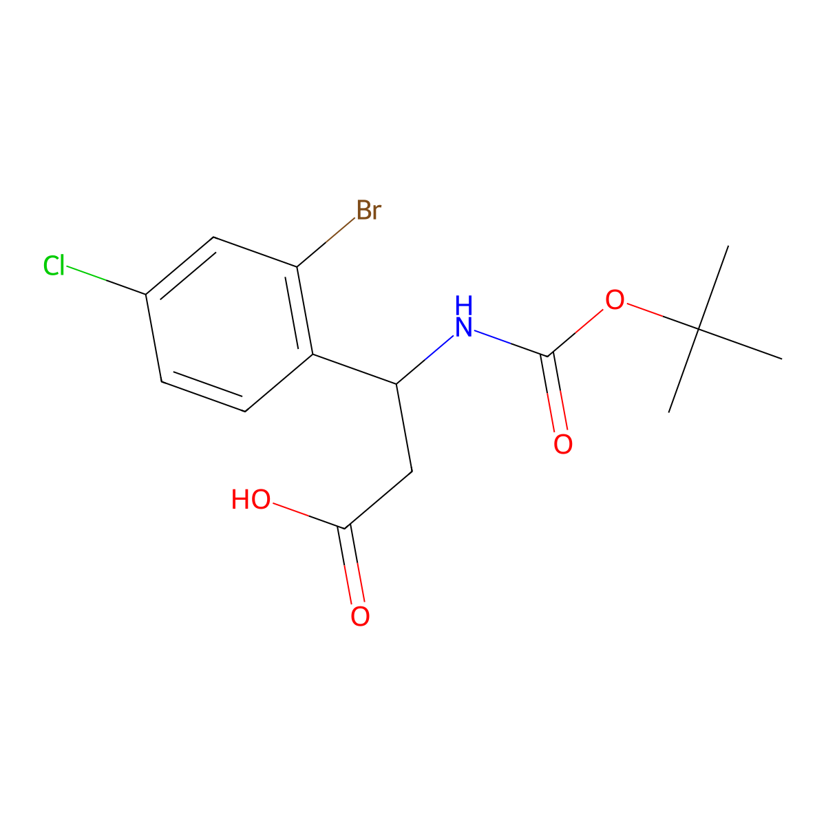 (3R)-3-(2-bromo-4-chlorophenyl)-3-{[(tert-butoxy)carbonyl]amino}propanoic acid molecular structure, CAS 1366334-49-7