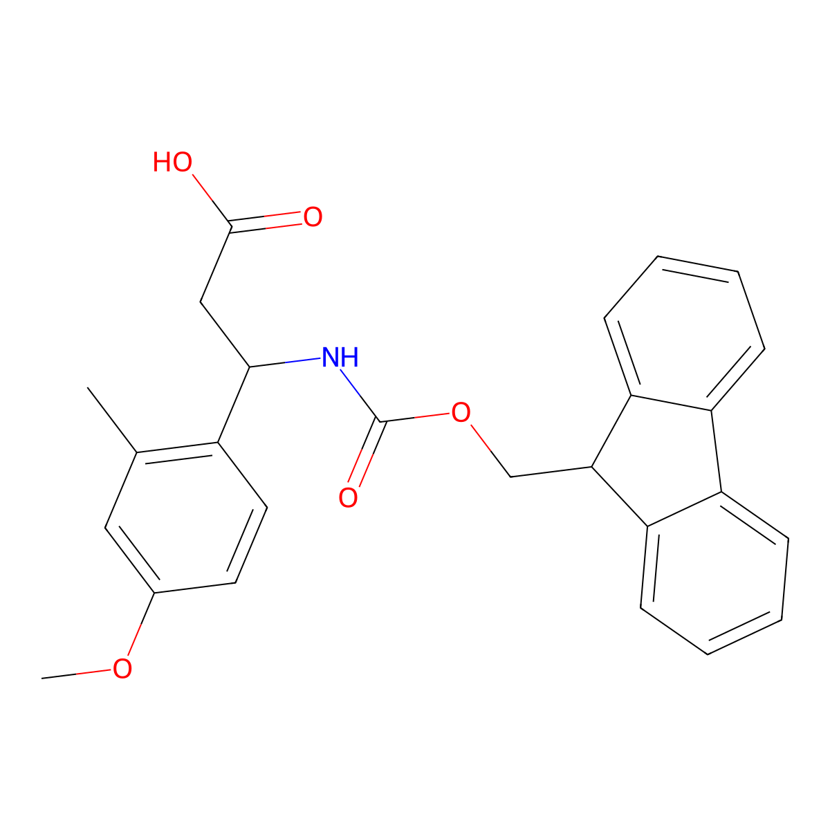 (3S)-3-({[(9H-fluoren-9-yl)methoxy]carbonyl}amino)-3-(4-methoxy-2-methylphenyl)propanoic acid molecular structure, CAS 1366346-18-0