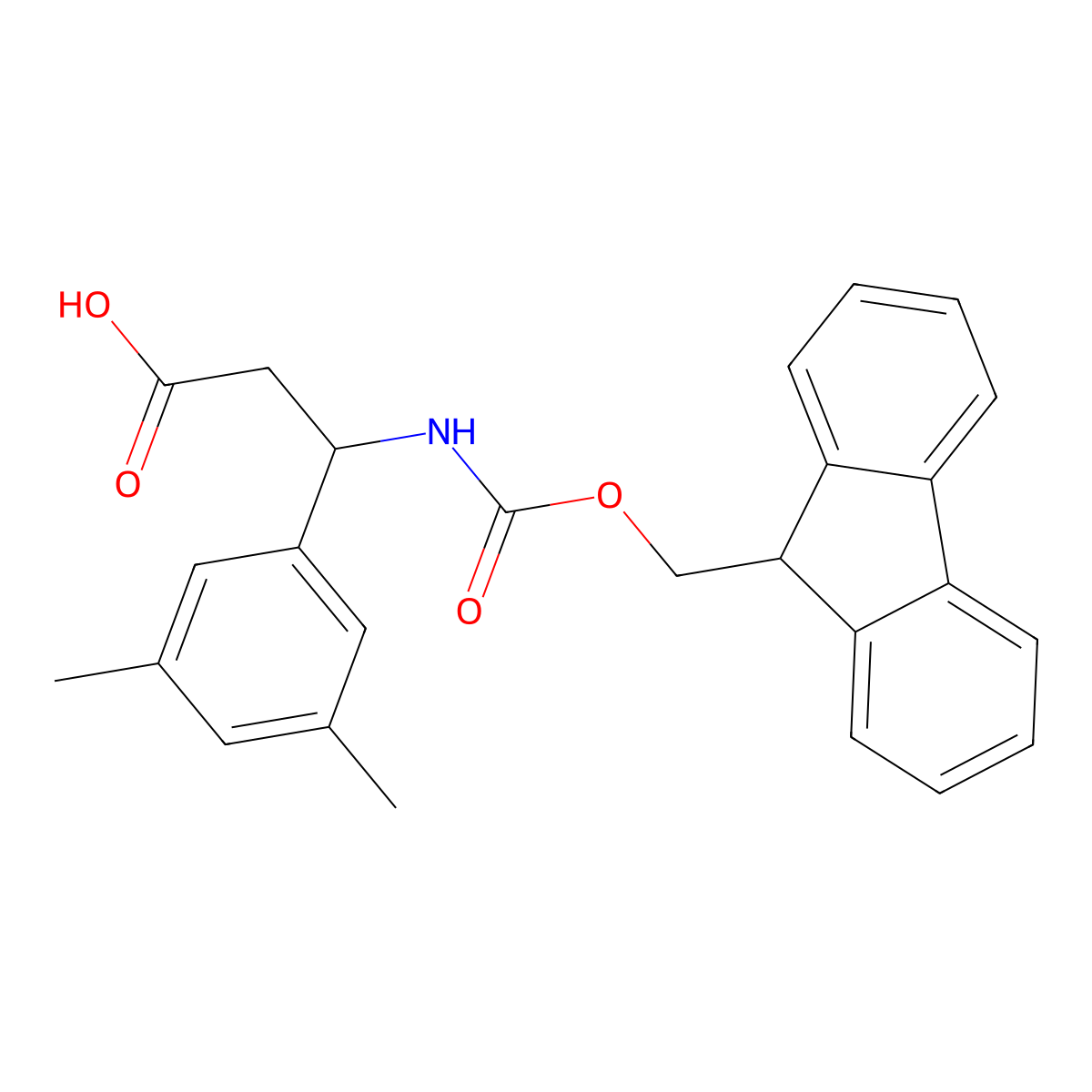 (3S)-3-(3,5-dimethylphenyl)-3-({[(9H-fluoren-9-yl)methoxy]carbonyl}amino)propanoic acid molecular structure, CAS 1366365-99-2