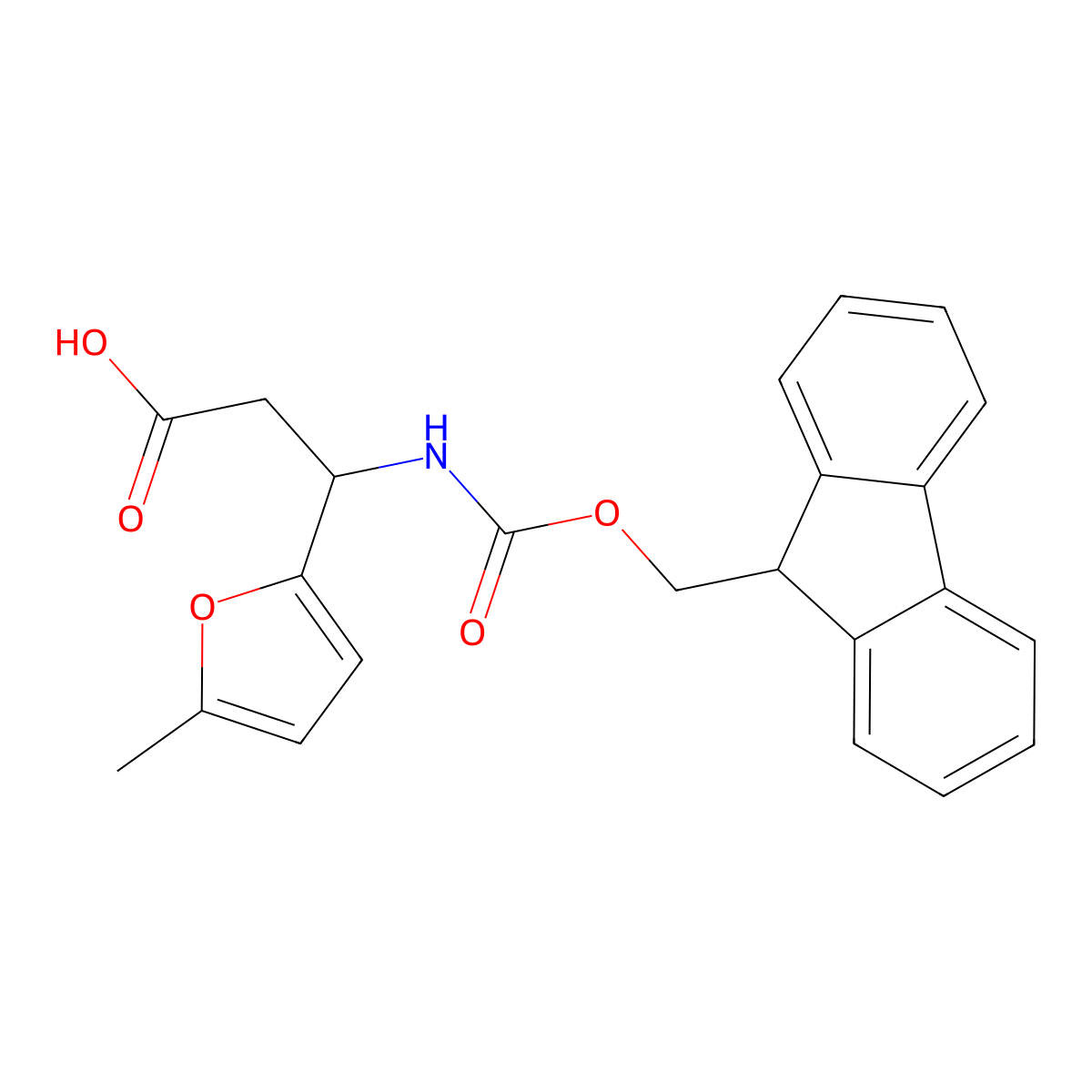 (3S)-3-({[(9H-fluoren-9-yl)methoxy]carbonyl}amino)-3-(5-methylfuran-2-yl)propanoic acid molecular structure, CAS 1366375-43-0