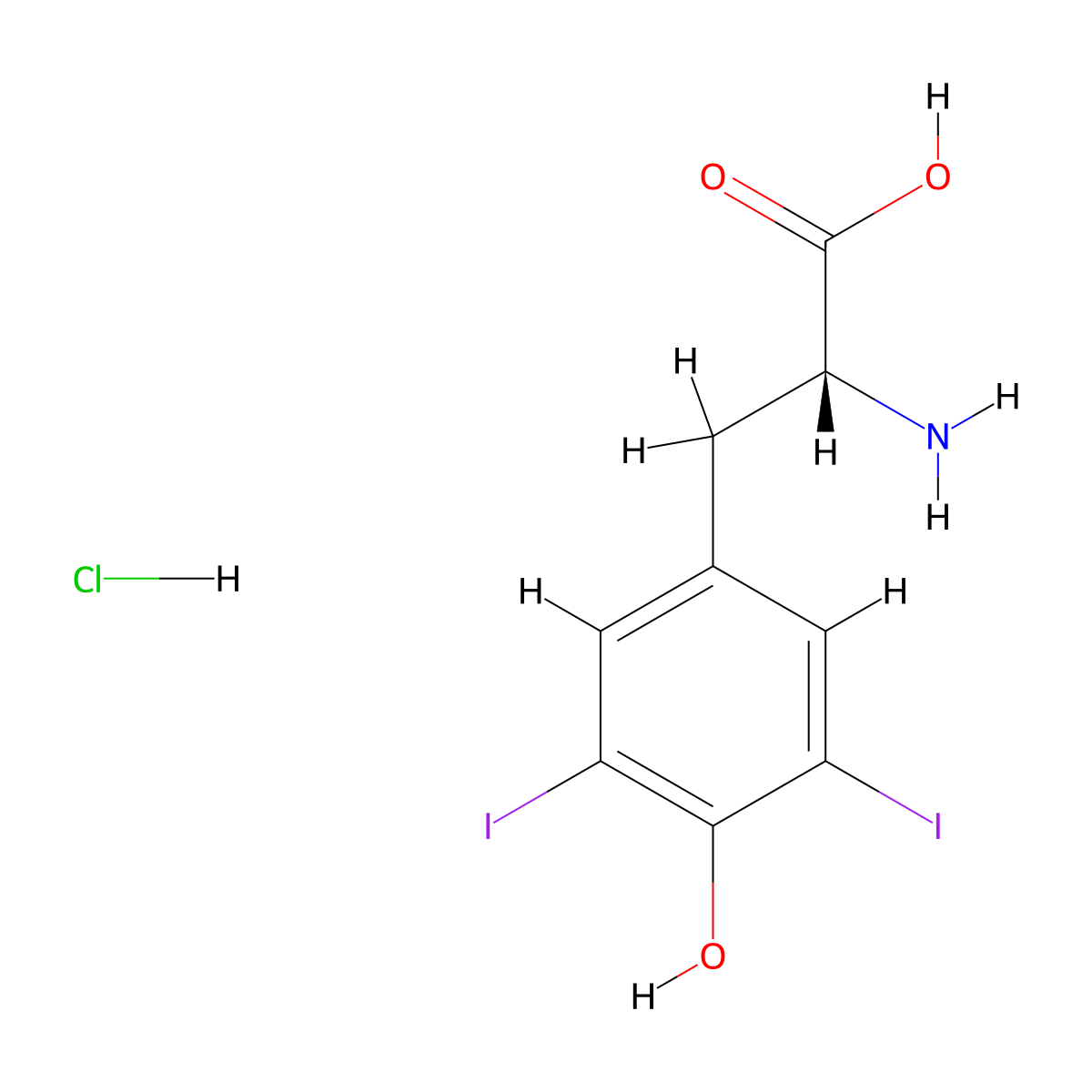 3,5-Diiodo-D-tyrosine hydrochloride molecular structure, CAS 1366386-79-9