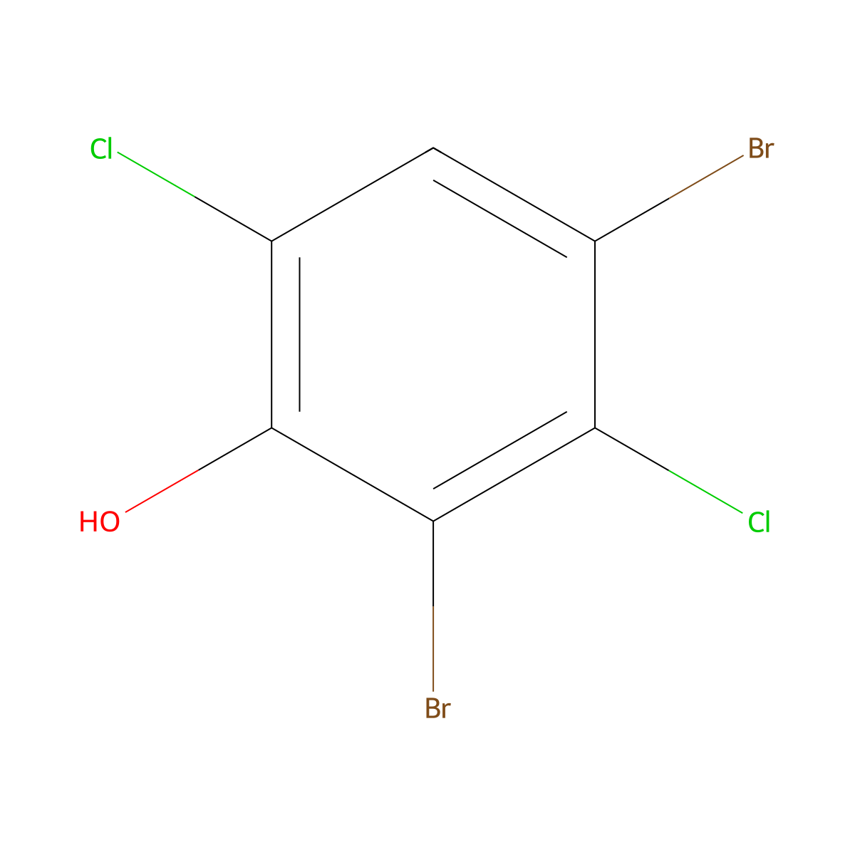 2,4-Dibromo-3,6-dichlorophenol molecular structure, CAS 13664-63-6