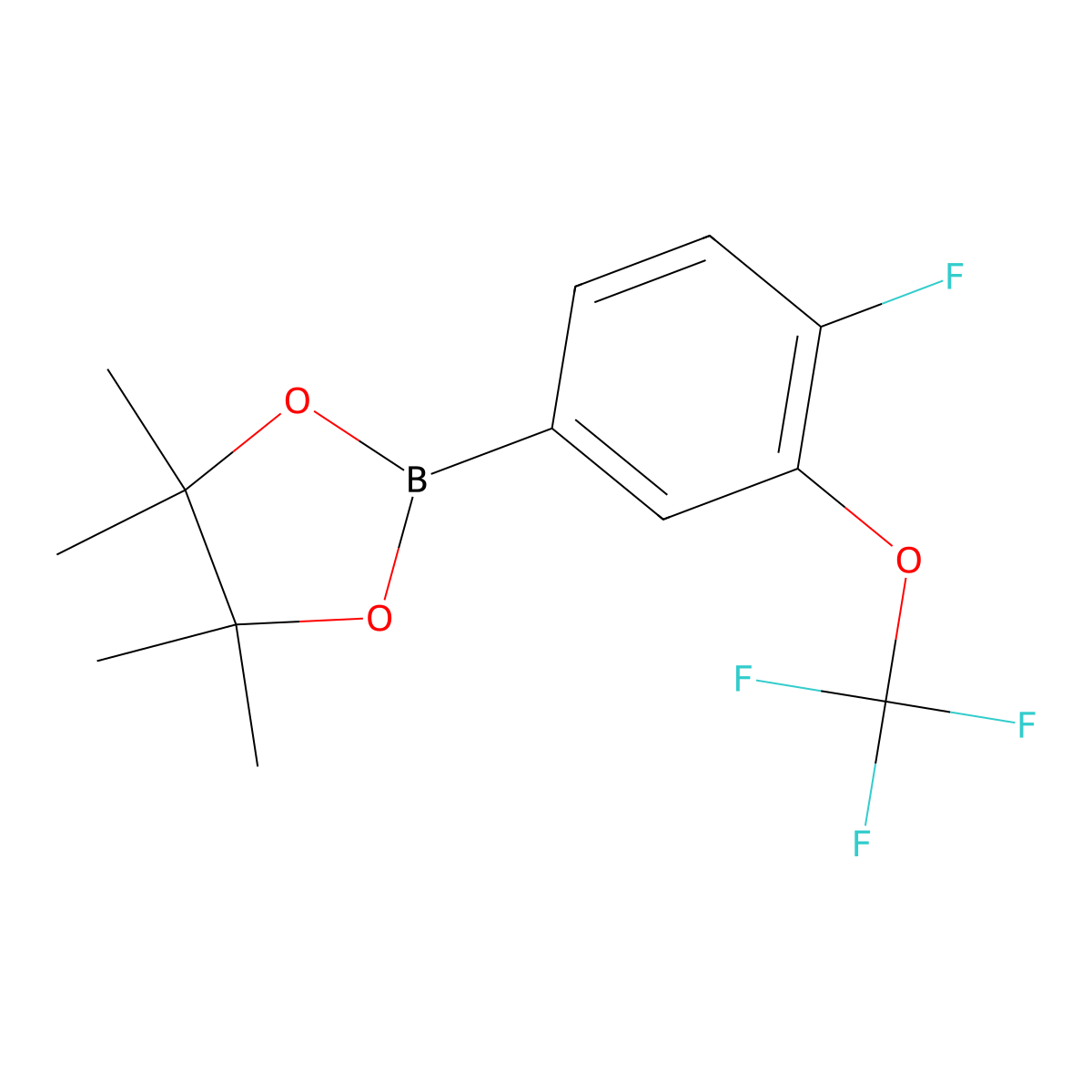 2-[4-Fluoro-3-(trifluoromethoxy)phenyl]-4,4,5,5-tetramethyl-1,3,2-dioxaborolane molecular structure, CAS 1366406-64-5