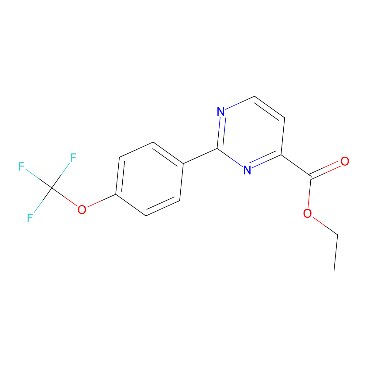 Ethyl 2-[4-(trifluoromethoxy)phenyl]pyrimidine-4-carboxylate molecular structure, CAS 1366407-13-7