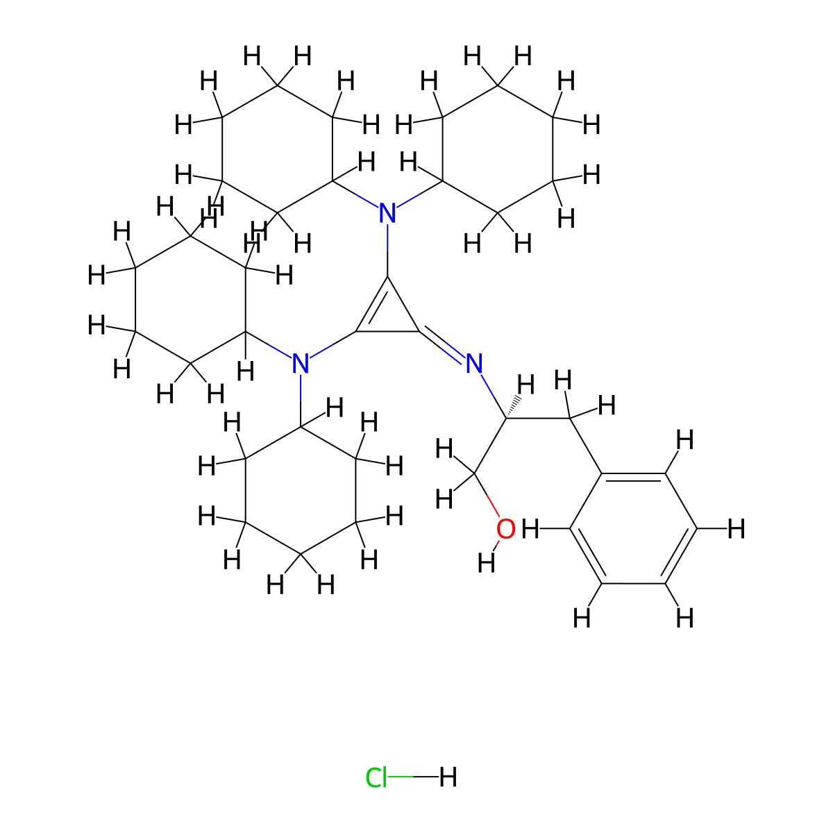 (2S)-2-[[2,3-bis(dicyclohexylamino)cycloprop-2-en-1-ylidene]amino]-3-phenylpropan-1-ol;hydrochloride molecular structure, CAS 1366421-67-1