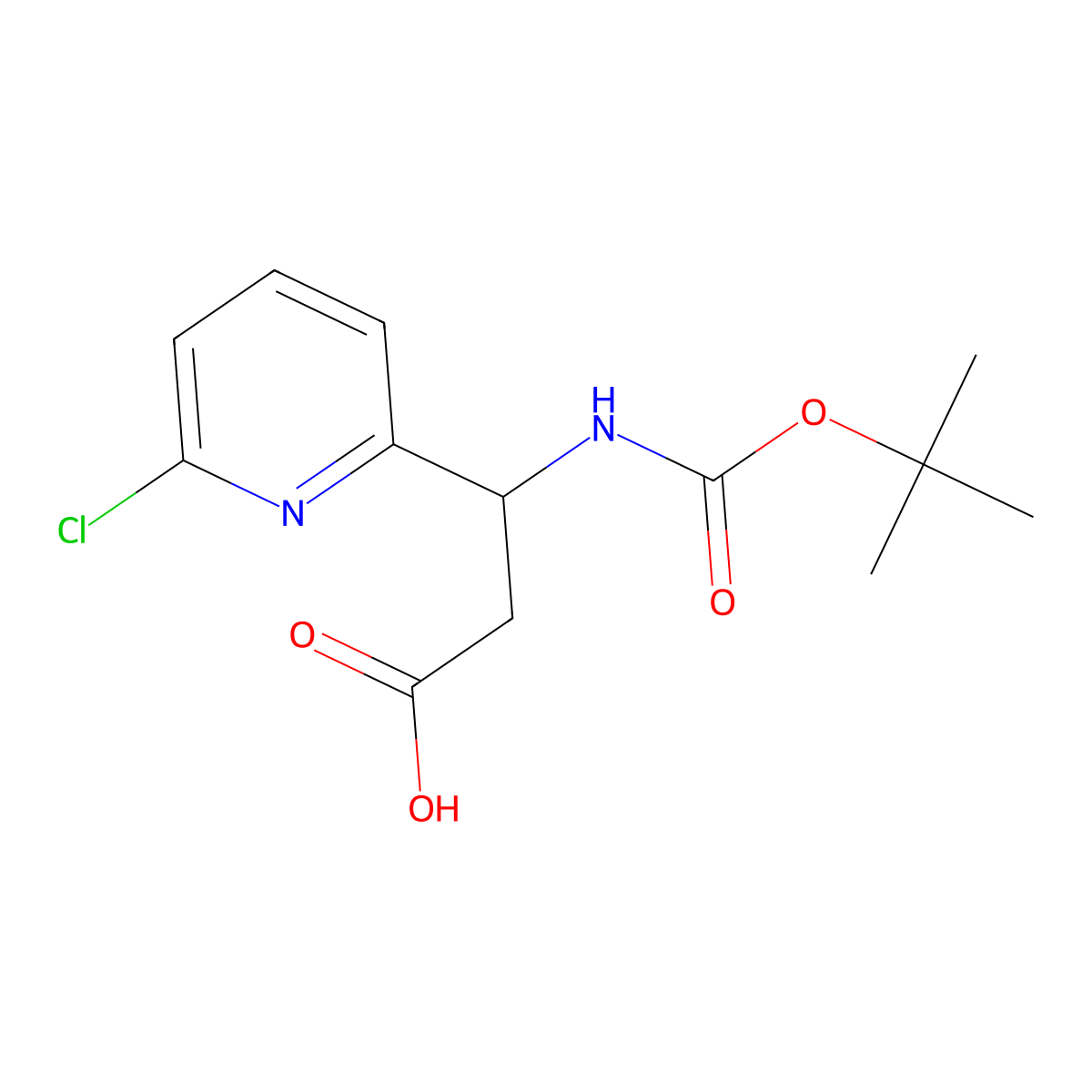 (3S)-3-{[(tert-butoxy)carbonyl]amino}-3-(6-chloropyridin-2-yl)propanoic acid molecular structure, CAS 1366426-17-6