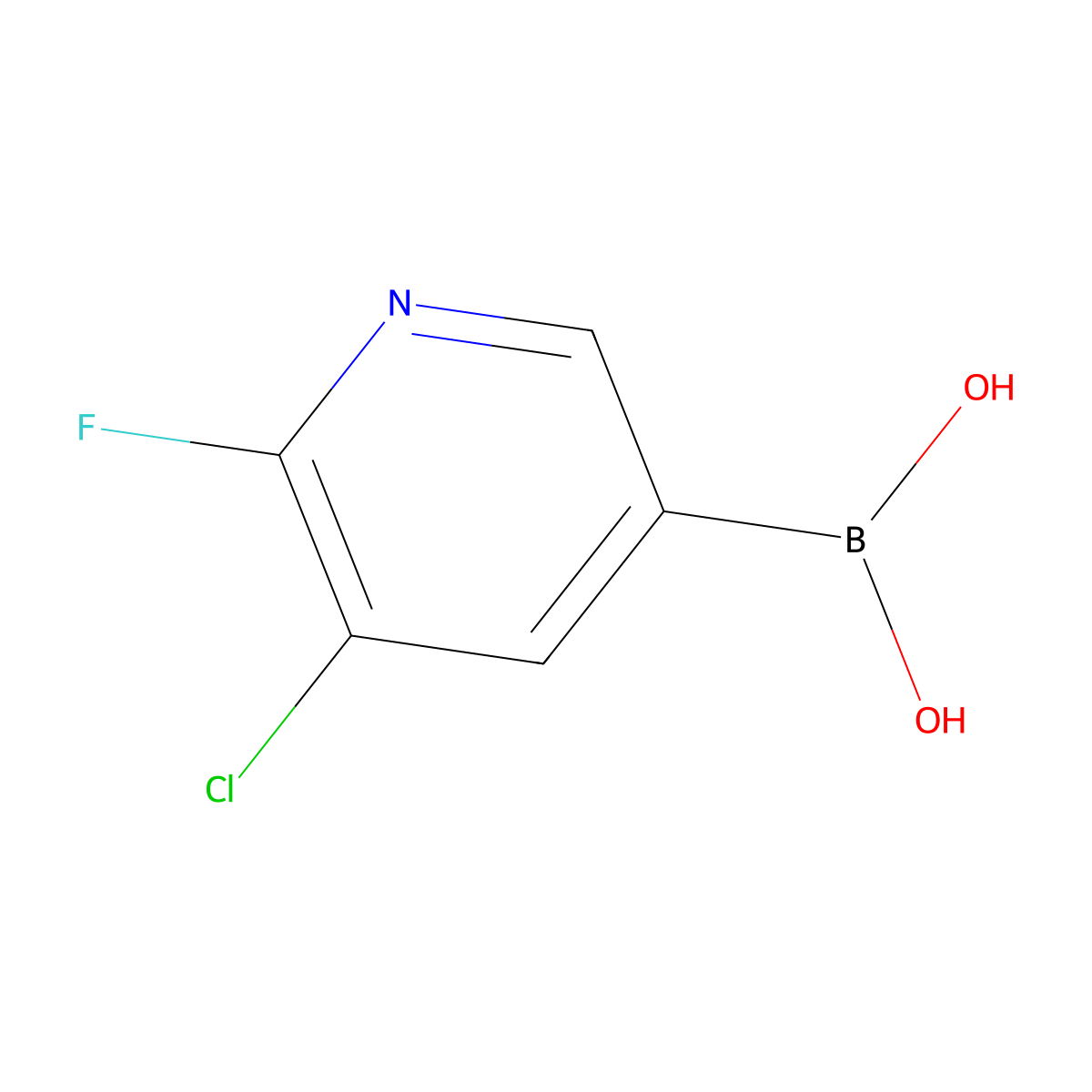 (5-Chloro-6-fluoropyridin-3-YL)boronic acid molecular structure, CAS 1366482-32-7