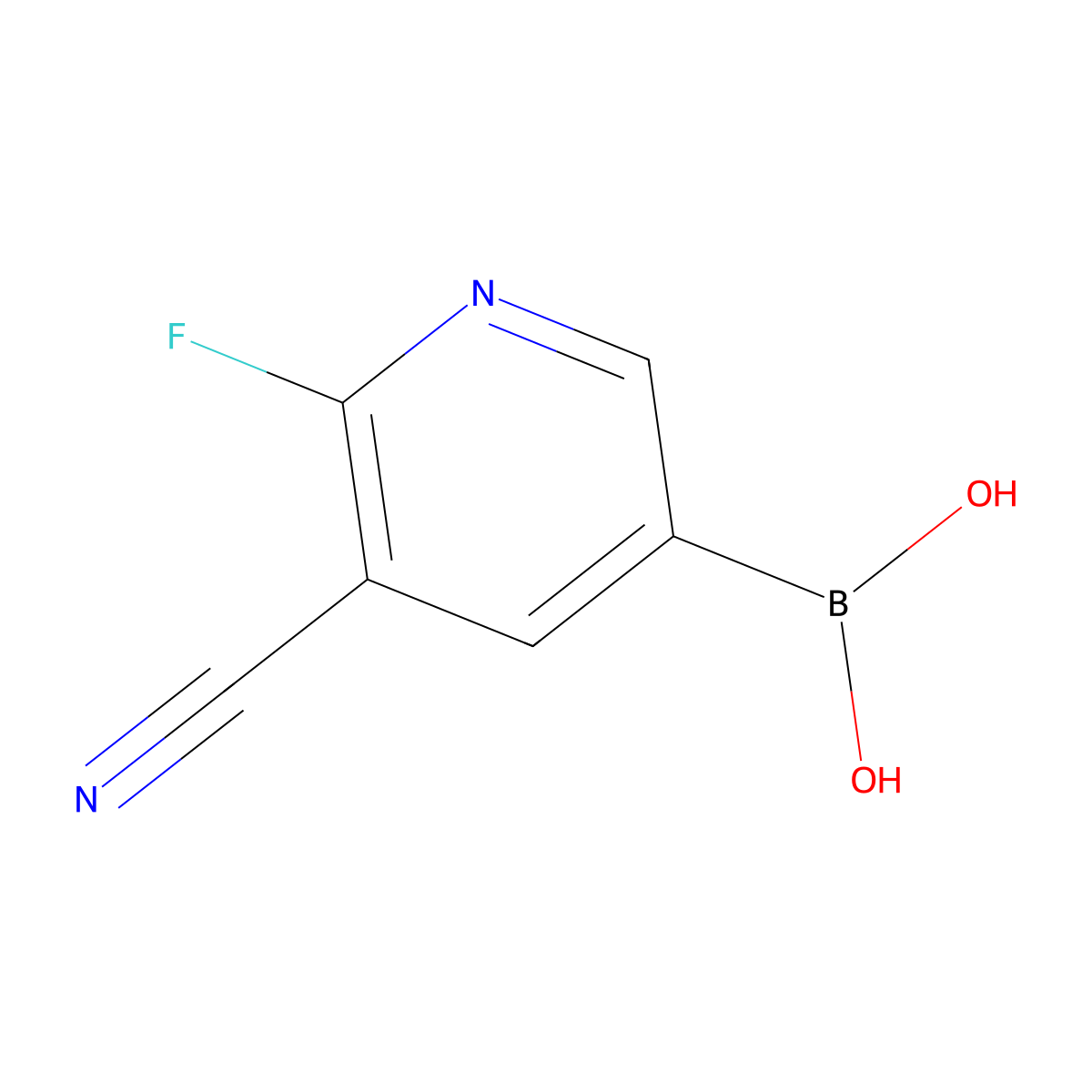 B-(5-Cyano-6-fluoro-3-pyridinyl)boronic acid molecular structure, CAS 1366482-42-9