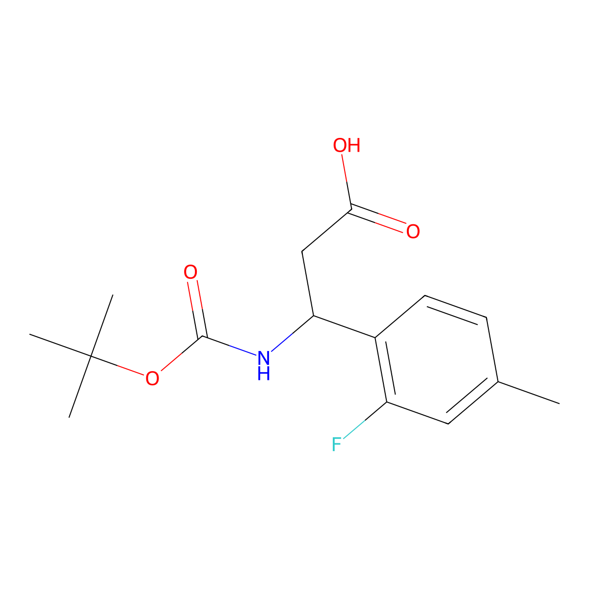 (3R)-3-{[(tert-butoxy)carbonyl]amino}-3-(2-fluoro-4-methylphenyl)propanoic acid molecular structure, CAS 1366504-05-3