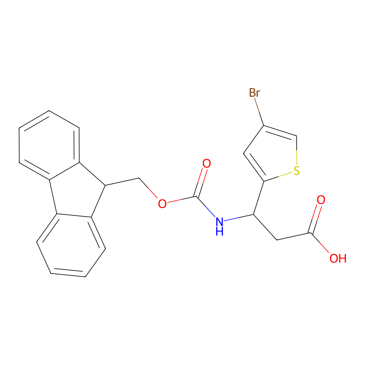 (3S)-3-(4-bromothiophen-2-yl)-3-({[(9H-fluoren-9-yl)methoxy]carbonyl}amino)propanoic acid molecular structure, CAS 1366538-52-4