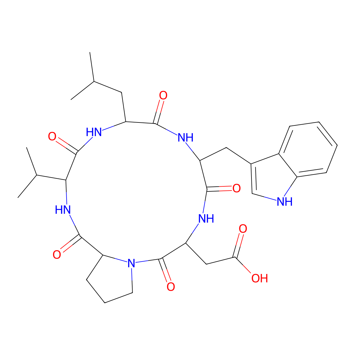 BQ-123 sodium salt molecular structure, CAS 136655-57-7