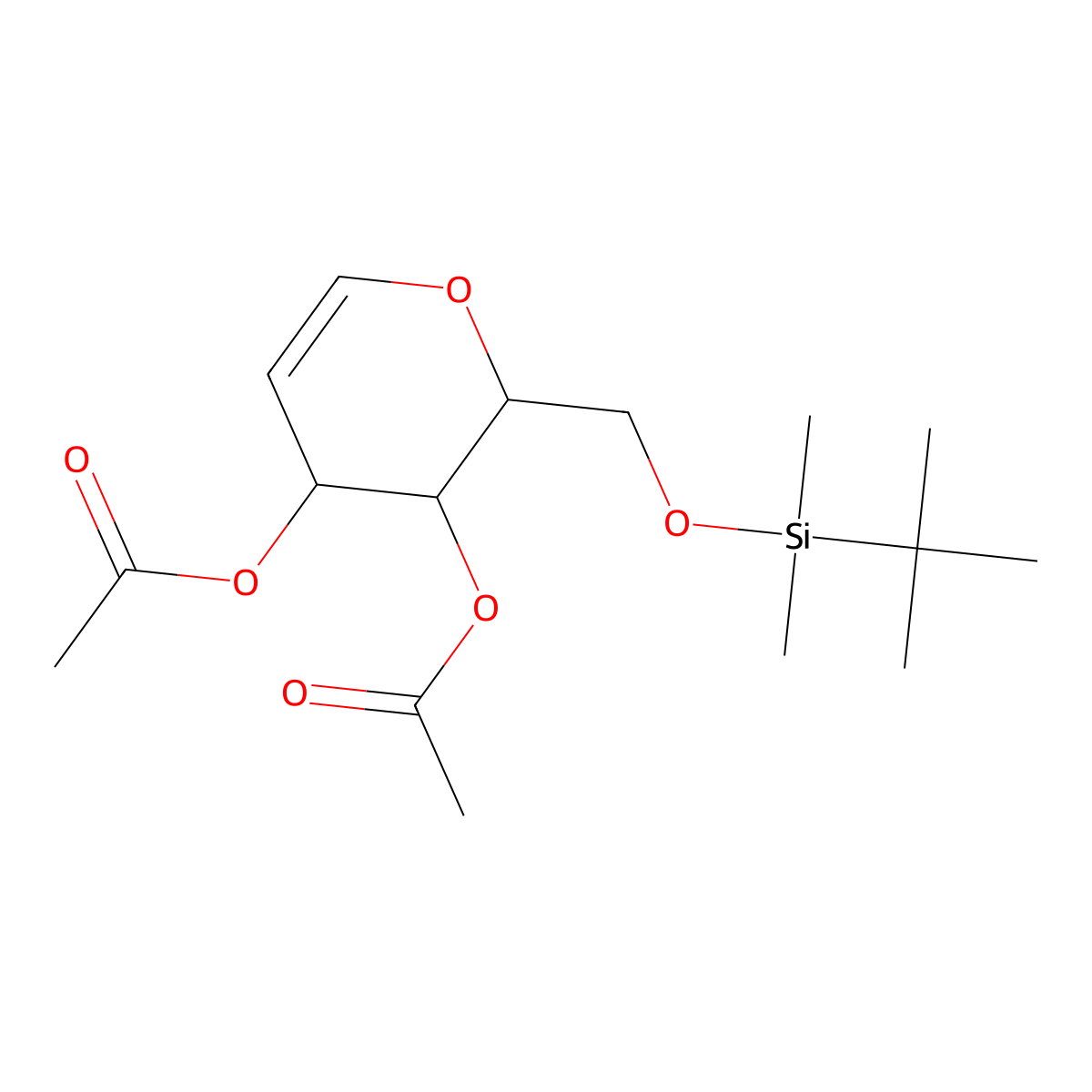 3,4-di-acetyl-6-O-(tert-butyldimethylsilyl)-D-Galactal molecular structure, CAS 136656-49-0