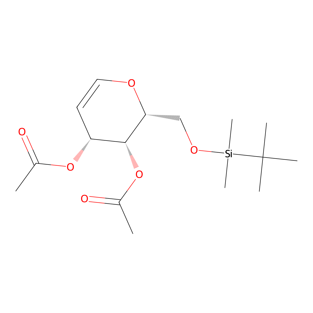 3,4-di-acetyl-6-O-(tert-butyldimethylsilyl)-D-Galactal molecular structure, CAS 136656-49-0