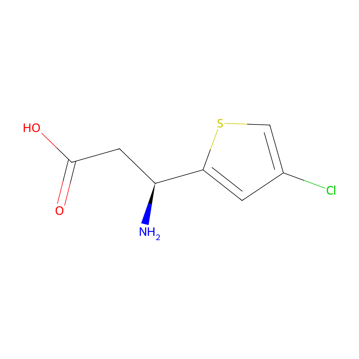 (3S)-3-amino-3-(4-chlorothiophen-2-yl)propanoic acid molecular structure, CAS 1366563-92-9