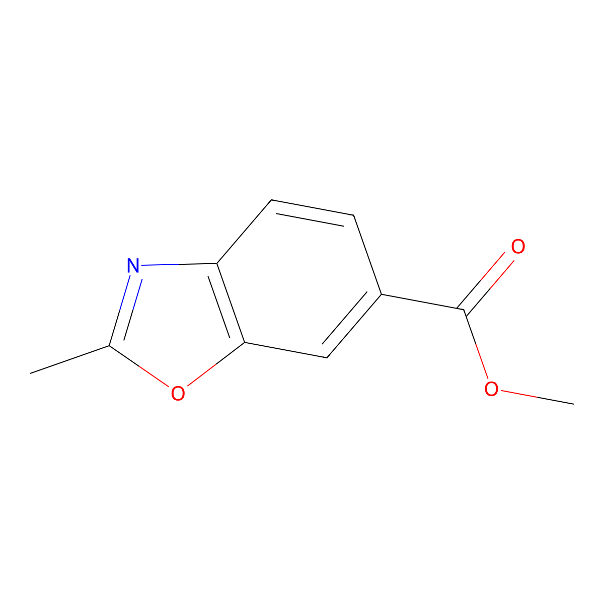Methyl 2-methylbenzo[d]oxazole-6-carboxylate molecular structure, CAS 136663-23-5