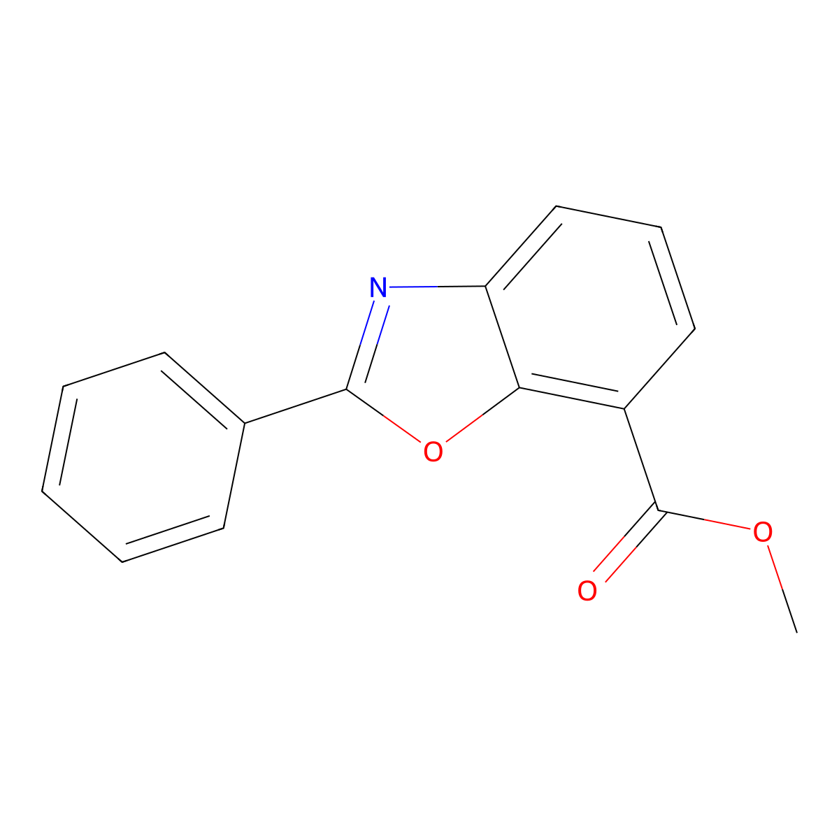 7-Benzoxazolecarboxylic acid, 2-phenyl-, methyl ester molecular structure, CAS 136663-24-6