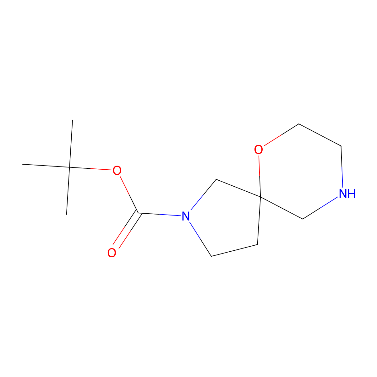 Tert-butyl 6-oxa-2,9-diazaspiro[4.5]decane-2-carboxylate molecular structure, CAS 1366647-28-0