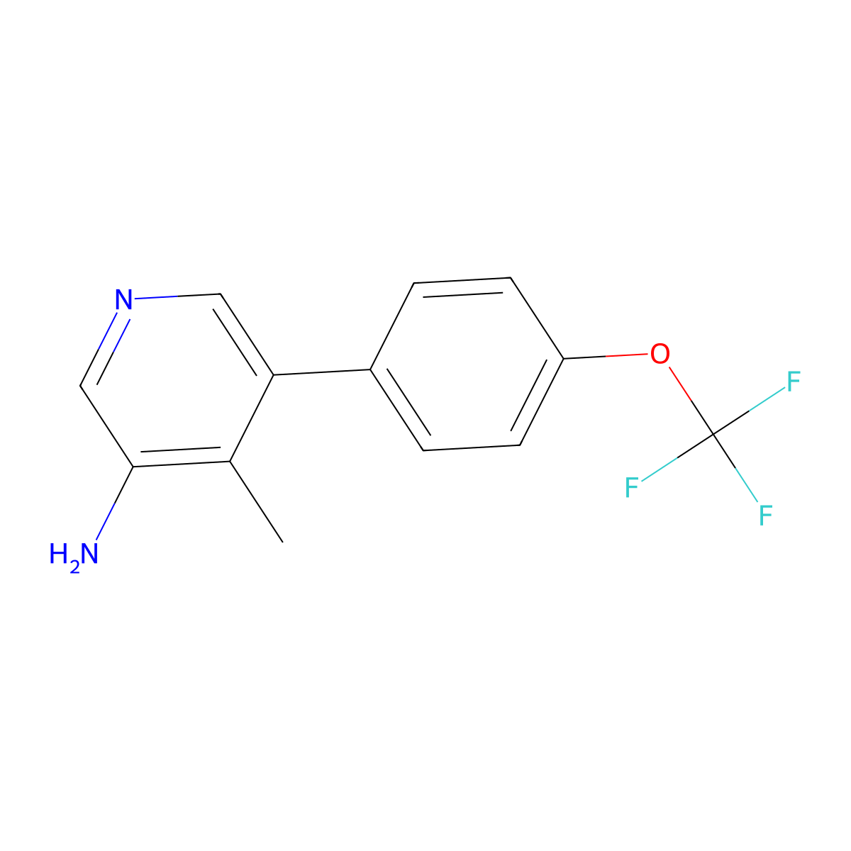 4-Methyl-5-(4-(trifluoromethoxy)phenyl)pyridin-3-amine molecular structure, CAS 1366652-19-8