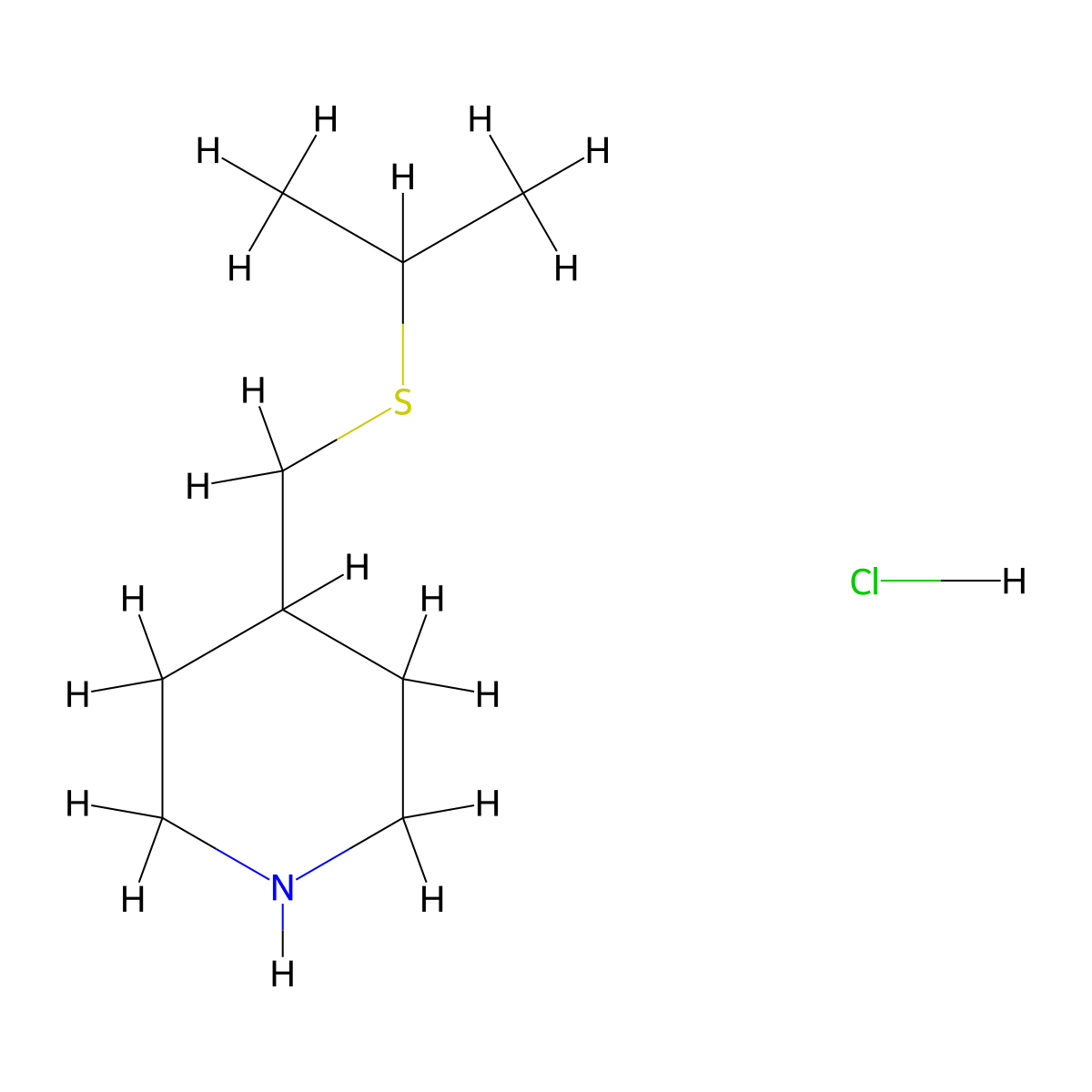 4-[(Propan-2-ylsulfanyl)methyl]piperidine hydrochloride molecular structure, CAS 1366664-45-0