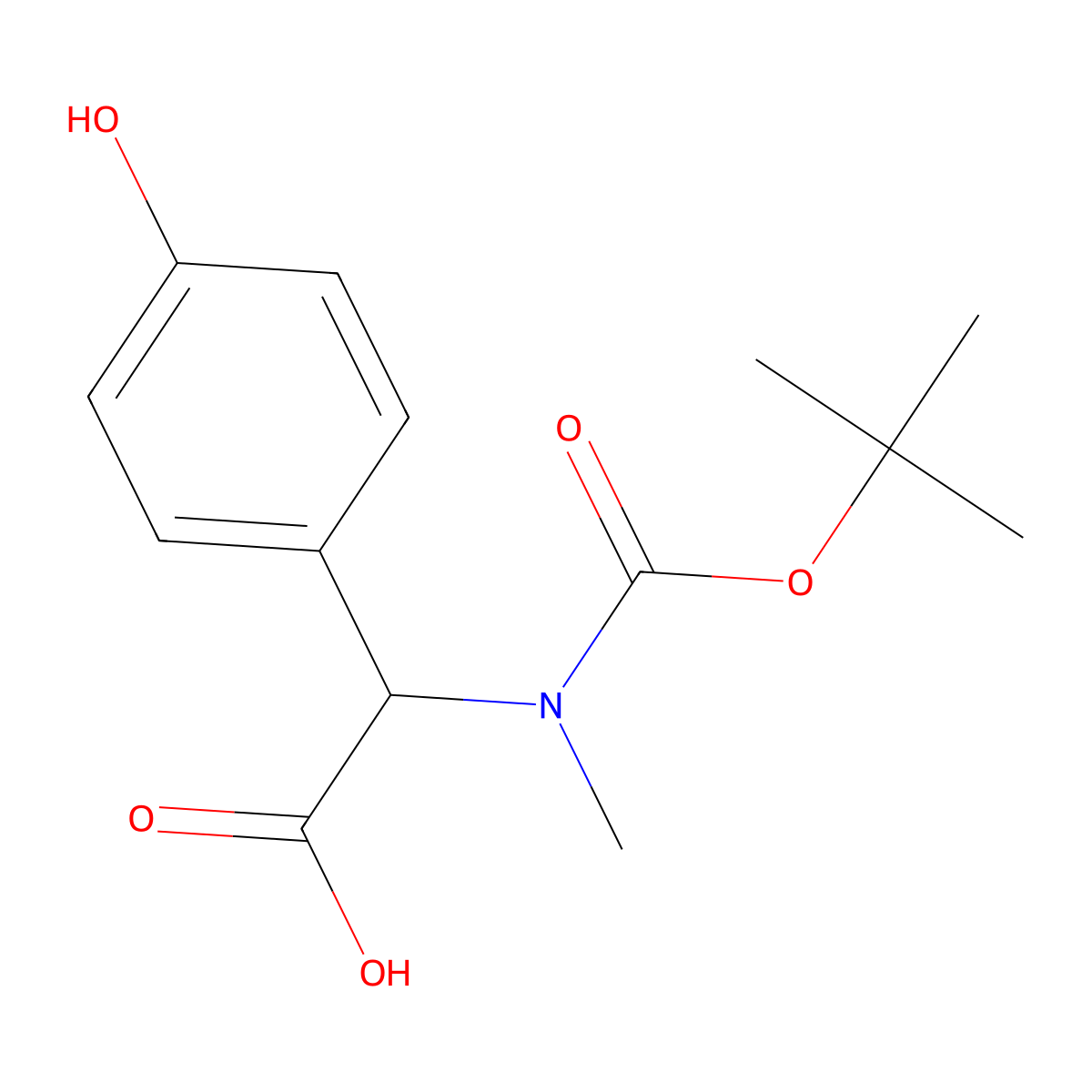 (S)-2-((tert-Butoxycarbonyl)(methyl)amino)-2-(4-hydroxyphenyl)acetic acid molecular structure, CAS 1366773-51-4