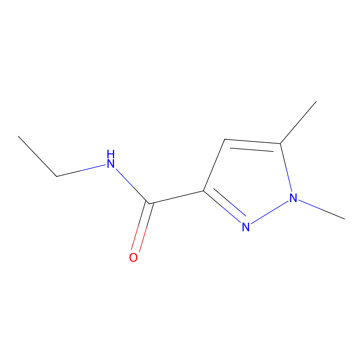 N-ethyl-1,5-dimethyl-1H-pyrazole-3-carboxamide molecular structure, CAS 136678-95-0
