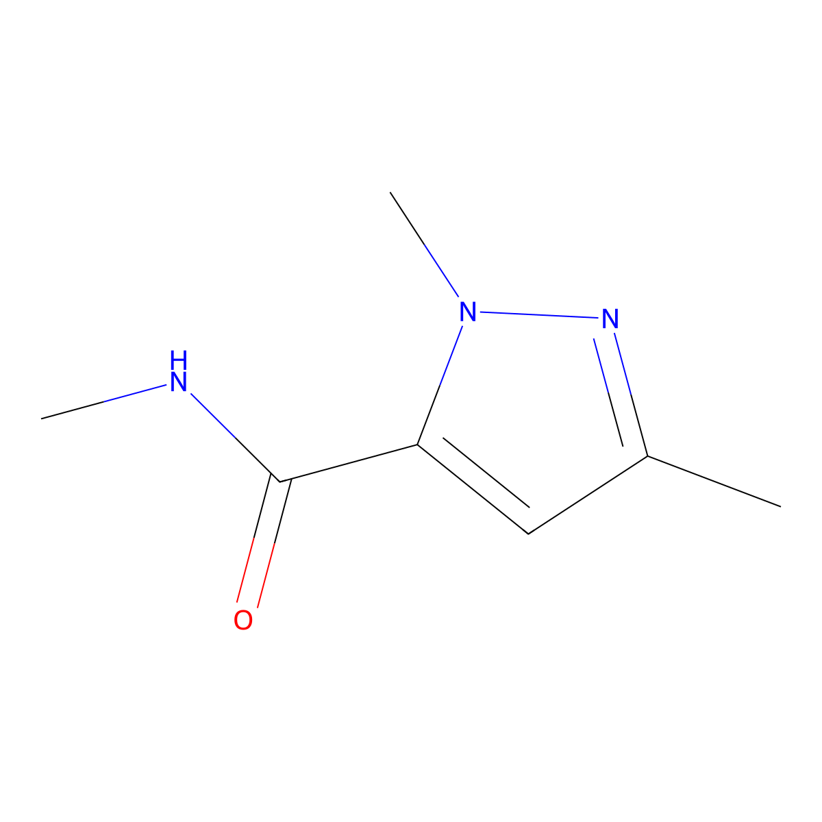N,1,3-trimethyl-1H-pyrazole-5-carboxamide molecular structure, CAS 136679-01-1