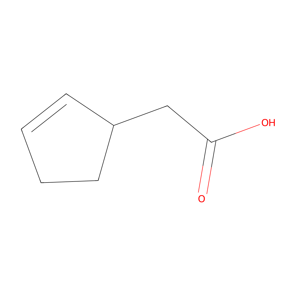 2-Cyclopentene-1-acetic acid molecular structure, CAS 13668-61-6
