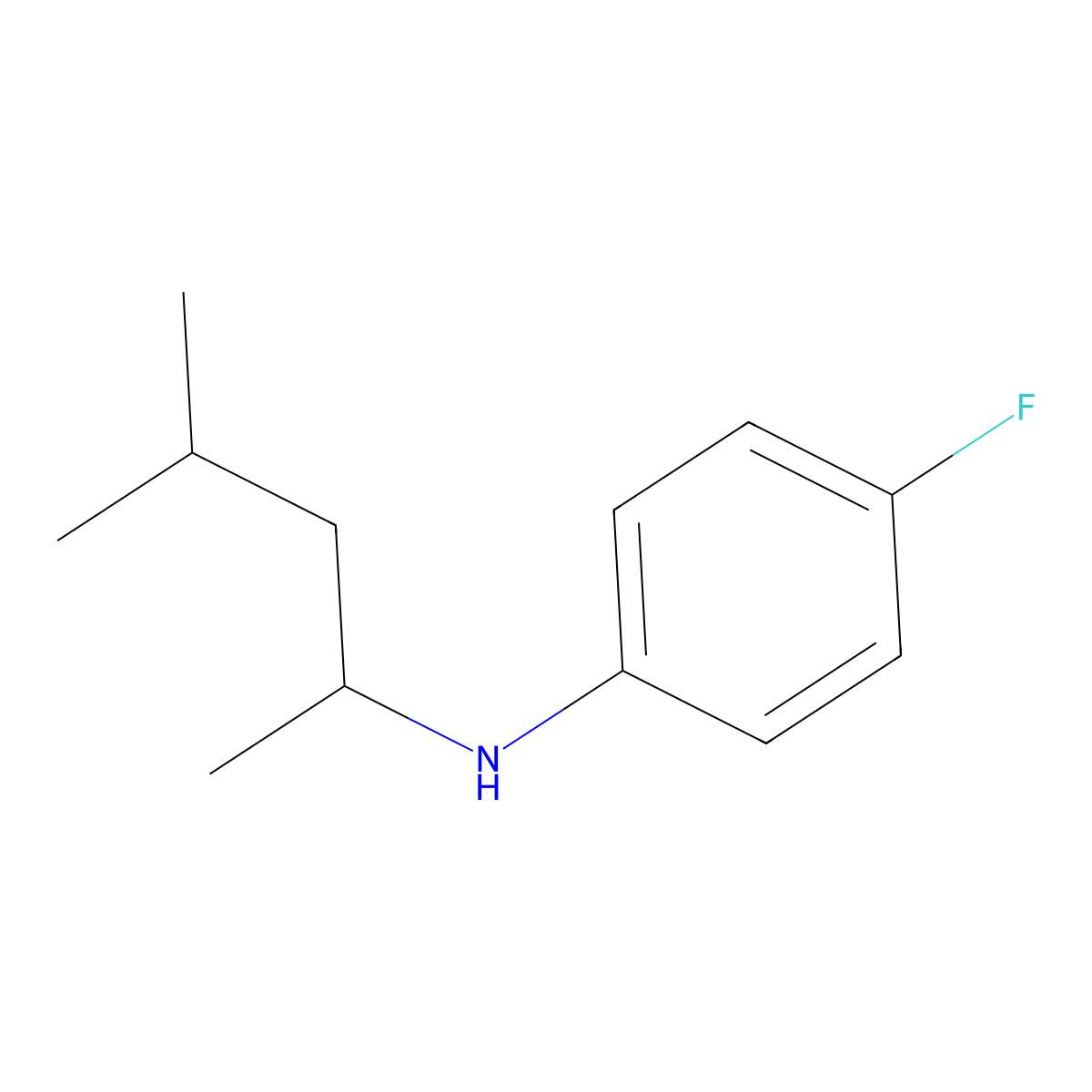 4-fluoro-N-(4-methylpentan-2-yl)aniline molecular structure, CAS 136684-93-0