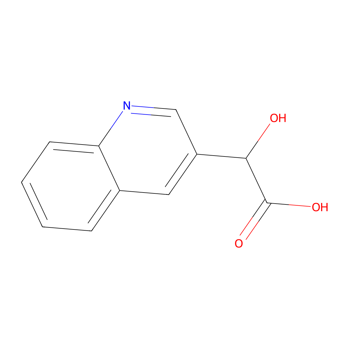 2-Hydroxy-2-(quinolin-3-yl)acetic acid molecular structure, CAS 13669-45-9