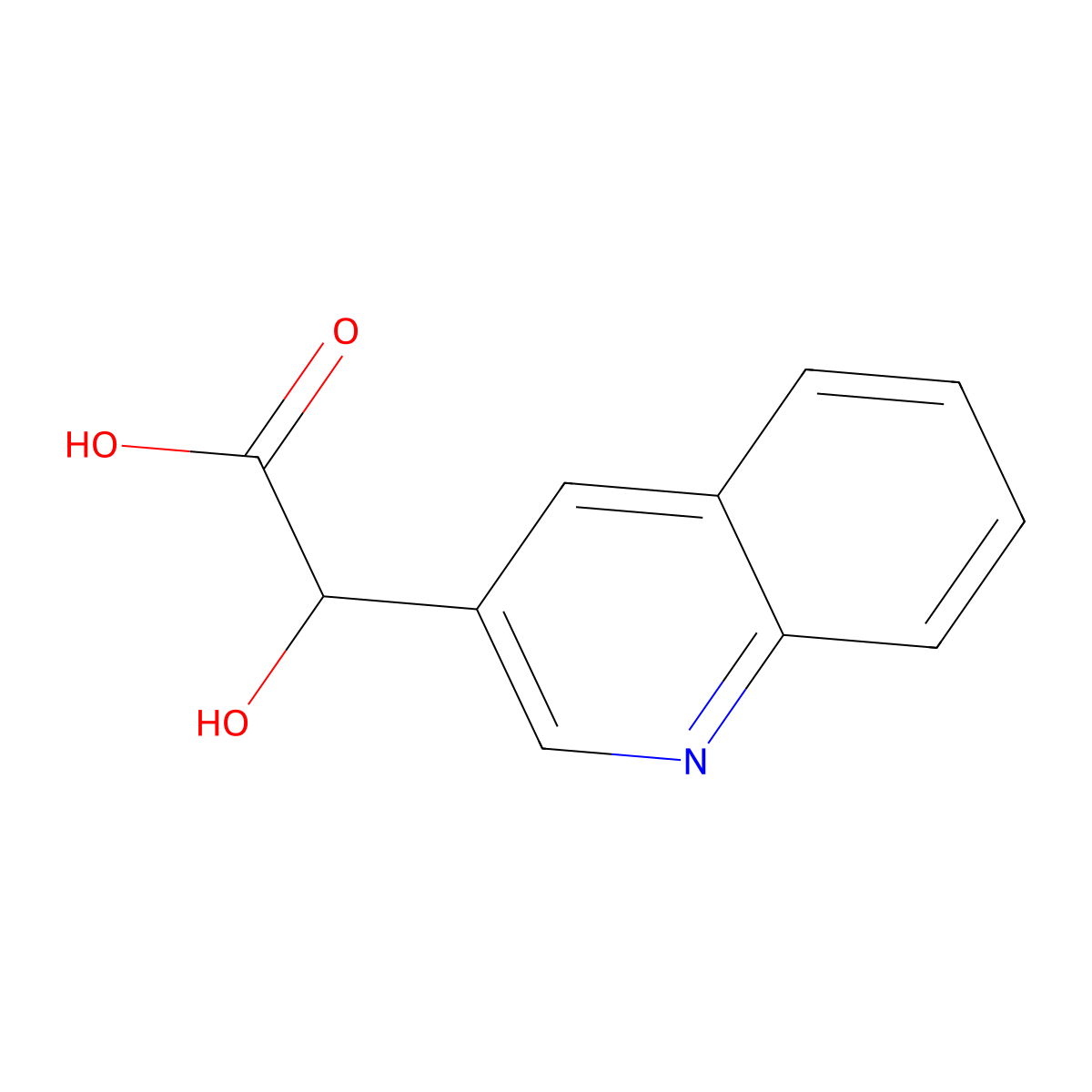 2-Hydroxy-2-(quinolin-3-yl)acetic acid molecular structure, CAS 13669-45-9