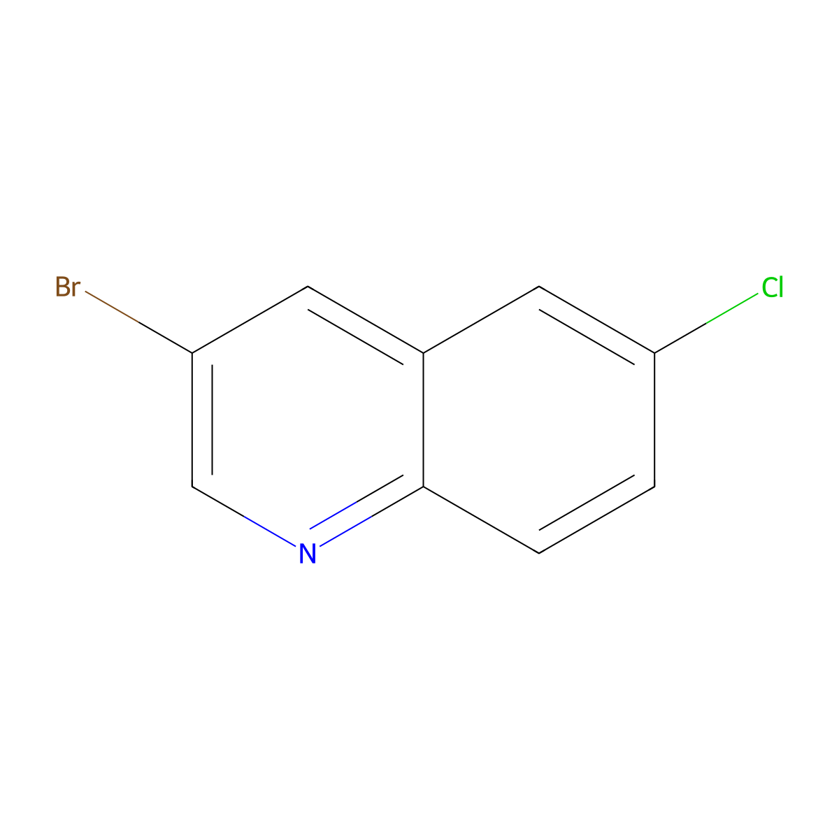 3-Bromo-6-chloroquinoline molecular structure, CAS 13669-65-3