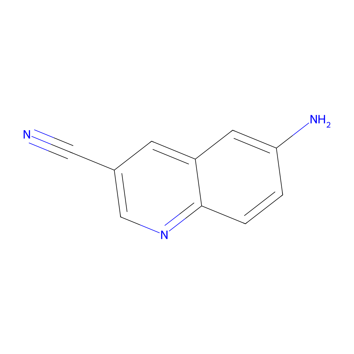 6-Aminoquinoline-3-carbonitrile molecular structure, CAS 13669-67-5