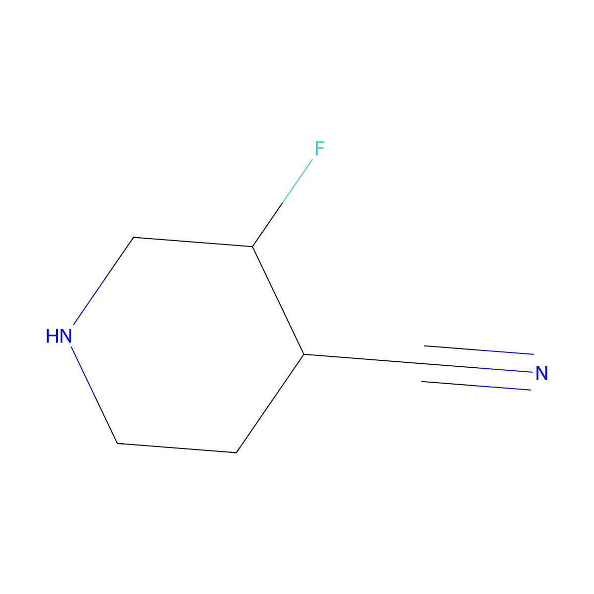 3-Fluoropiperidine-4-carbonitrile molecular structure, CAS 1366915-10-7