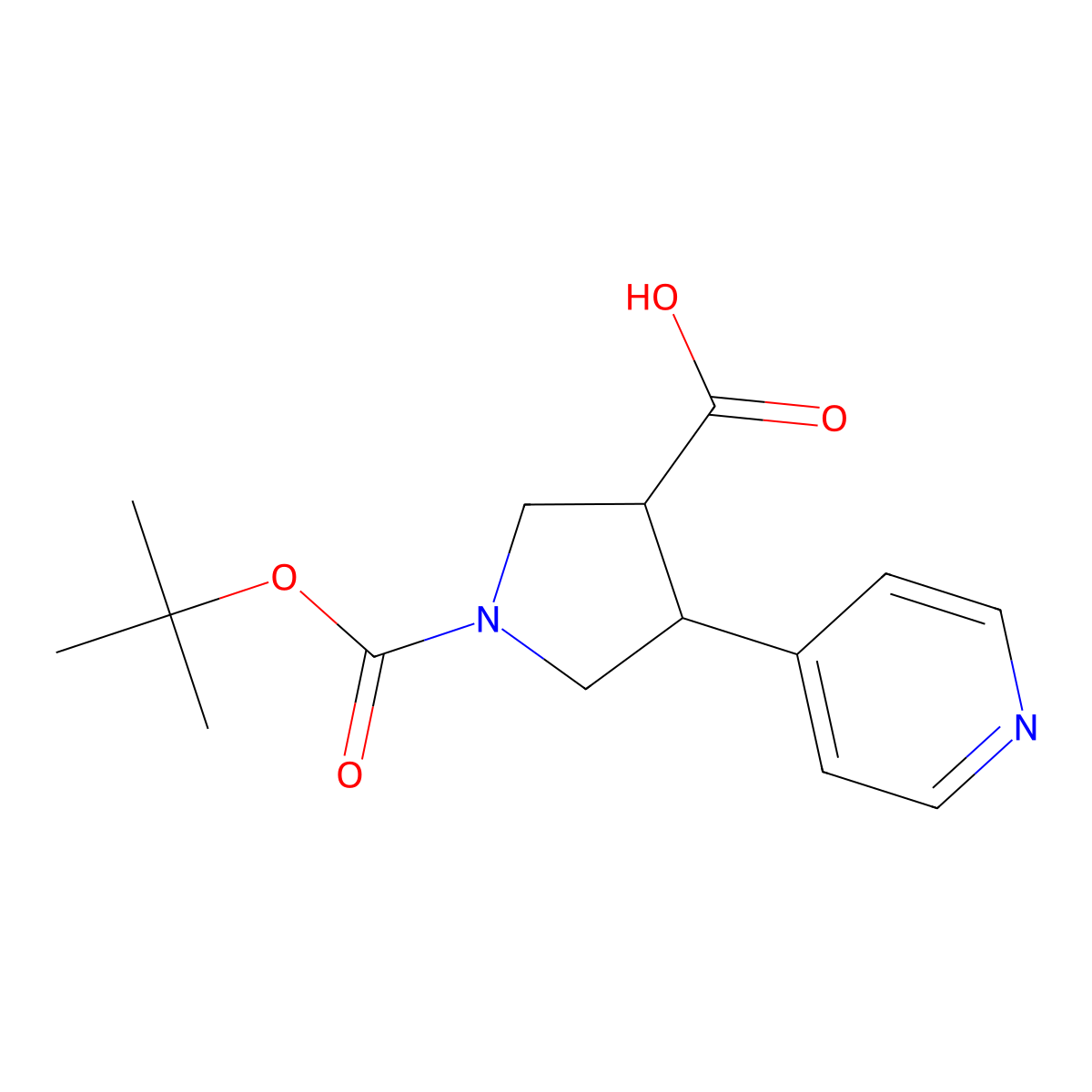 trans-1-Boc-4-(4-pyridinyl)-pyrrolidine-3-carboxylic acid molecular structure, CAS 1366925-28-1