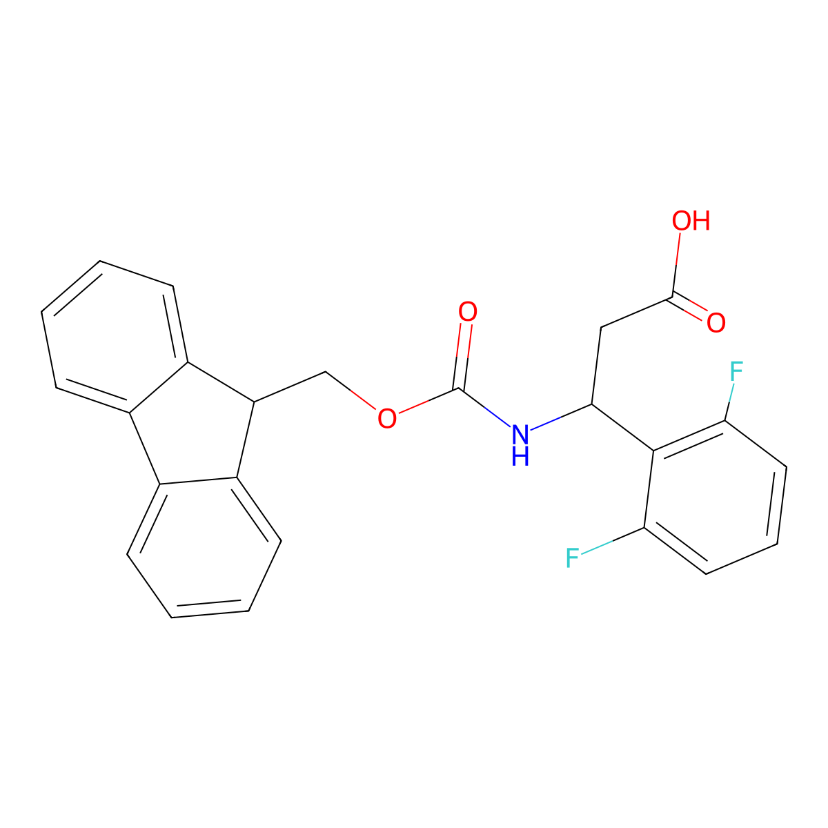 3-(2,6-difluorophenyl)-3-({[(9H-fluoren-9-yl)methoxy]carbonyl}amino)propanoic acid molecular structure, CAS 1366970-02-6