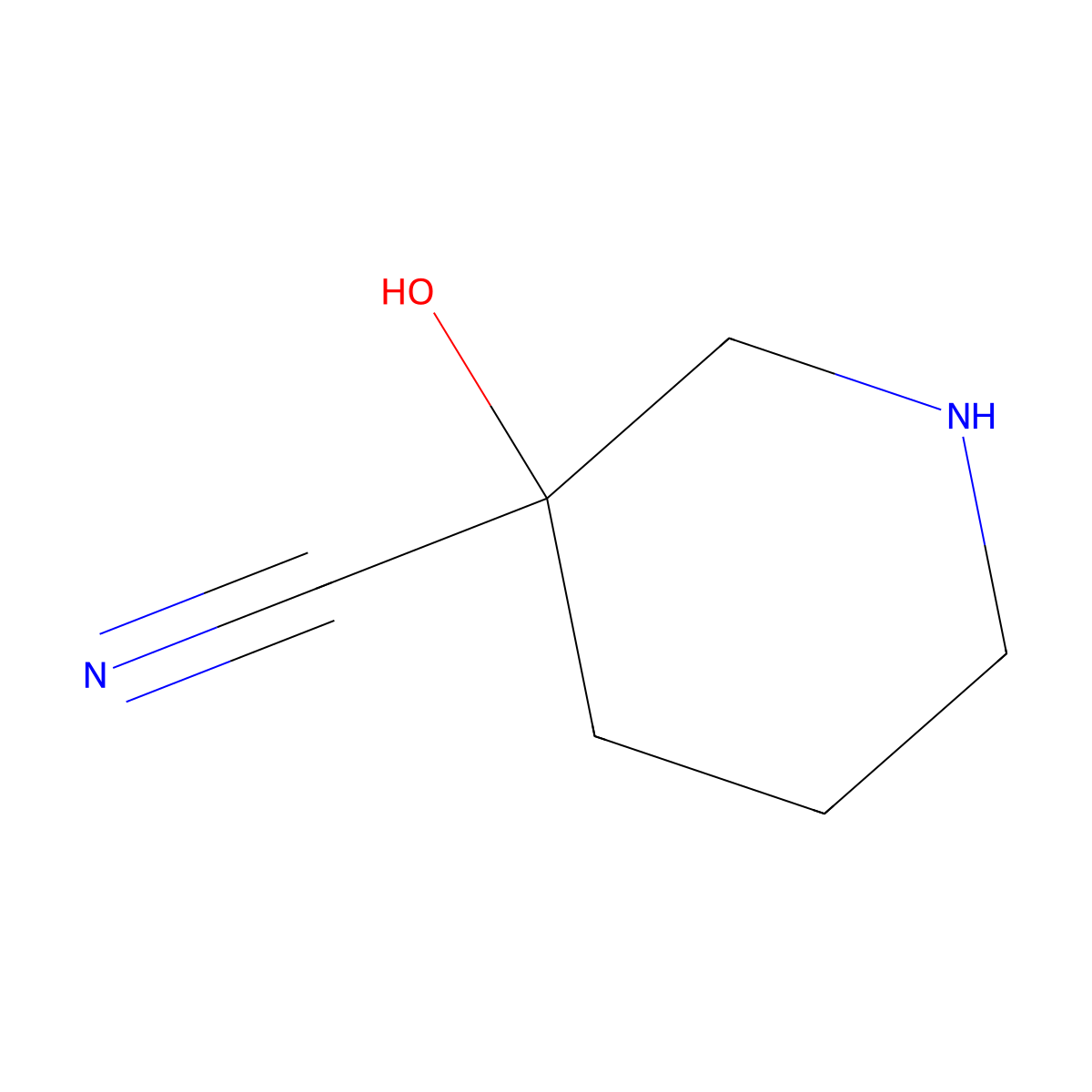 3-Hydroxypiperidine-3-carbonitrile molecular structure, CAS 1366993-27-2