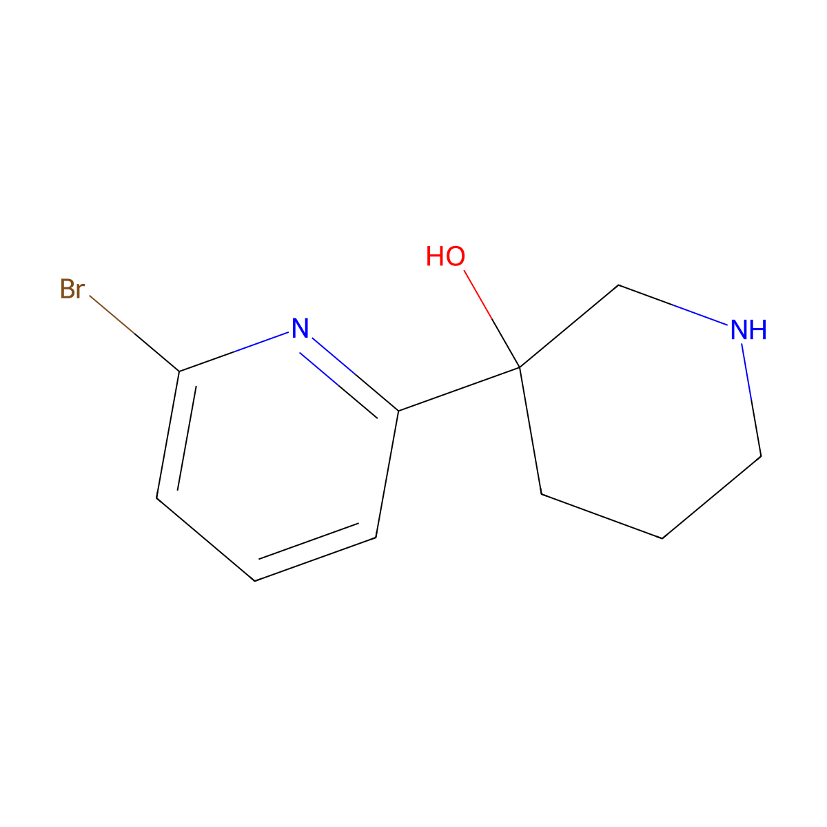 3-(6-Bromo-2-pyridinyl)-3-Piperidinol molecular structure, CAS 1367018-30-1